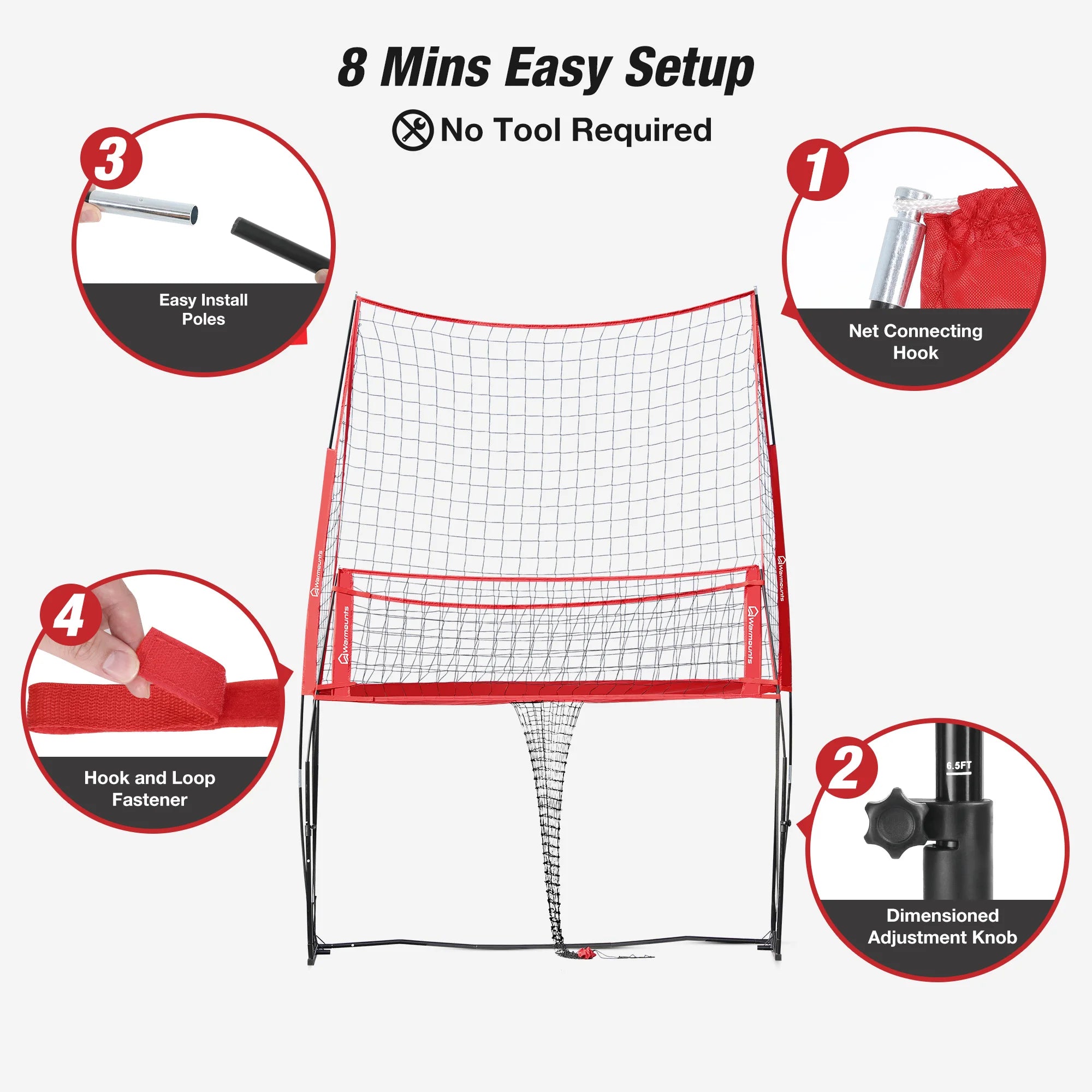 Volleyball Practice Net Station Volleyball Training Equipment, with Ball Catcher Height Adjustable Volleyball Training Net