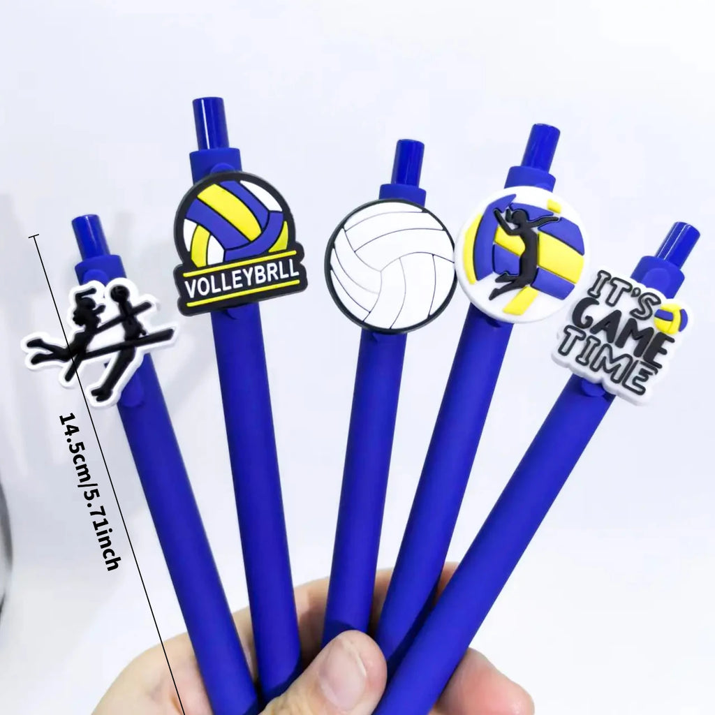 10Pcs volleyball soft patch neutral pen sports series solid color student stationery ballpoint pen style random
