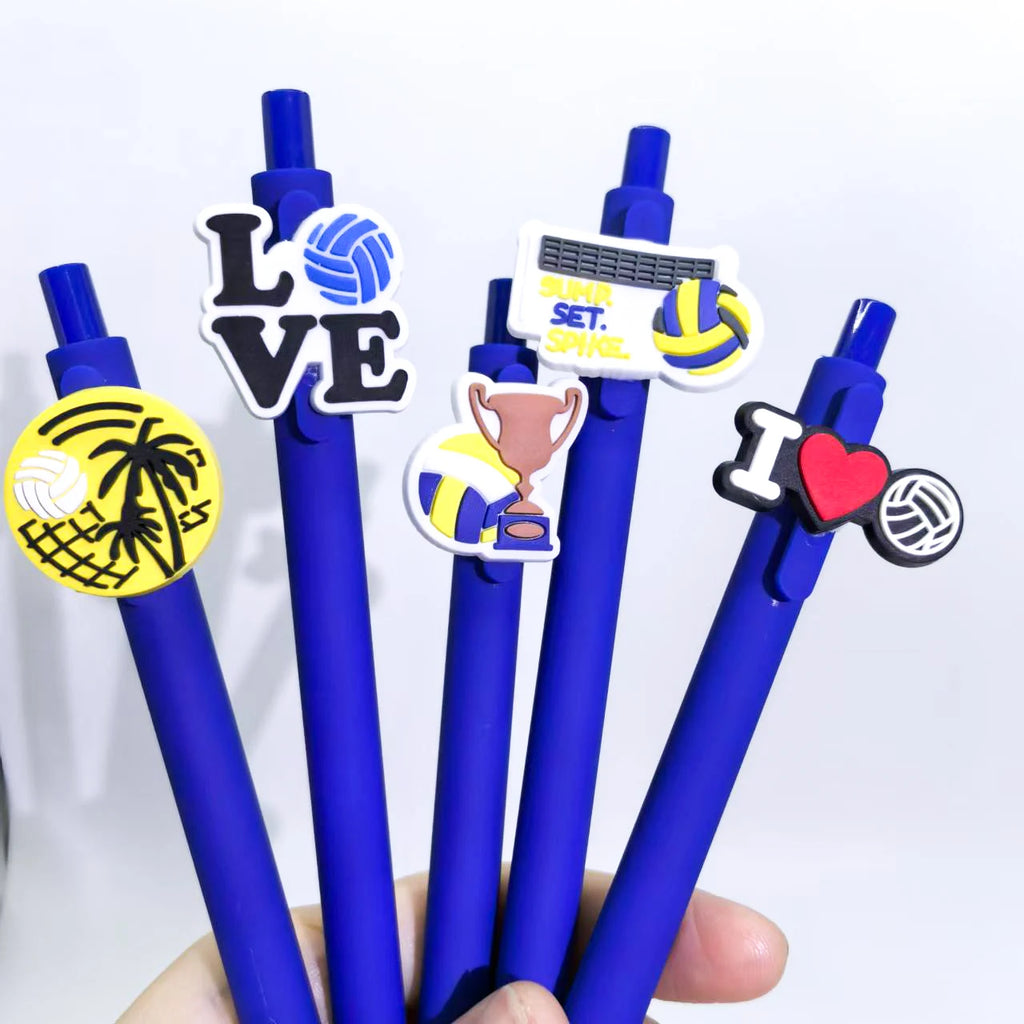 10Pcs volleyball soft patch neutral pen sports series solid color student stationery ballpoint pen style random