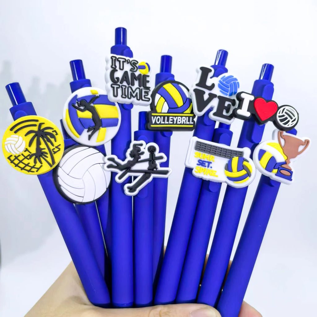 10Pcs volleyball soft patch neutral pen sports series solid color student stationery ballpoint pen style random