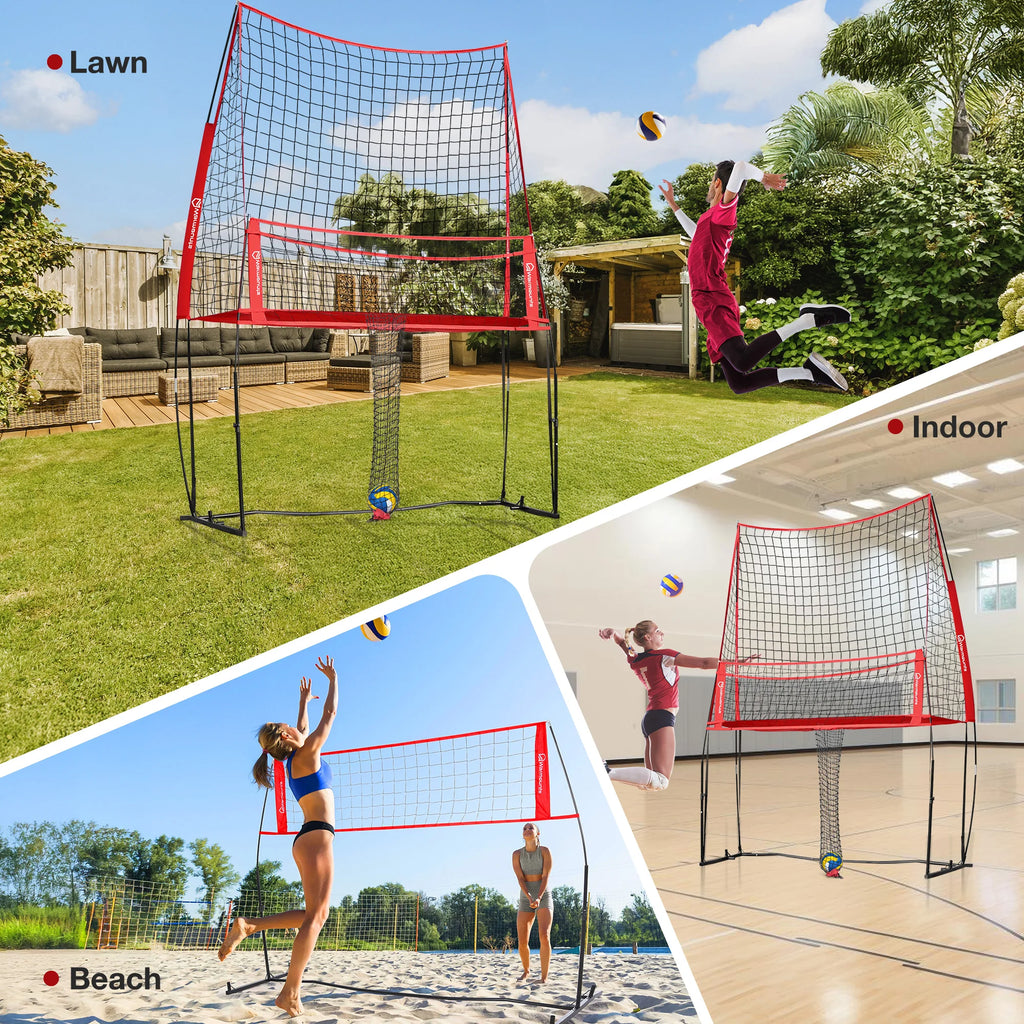 Volleyball Practice Net Station Volleyball Training Equipment, with Ball Catcher Height Adjustable Volleyball Training Net