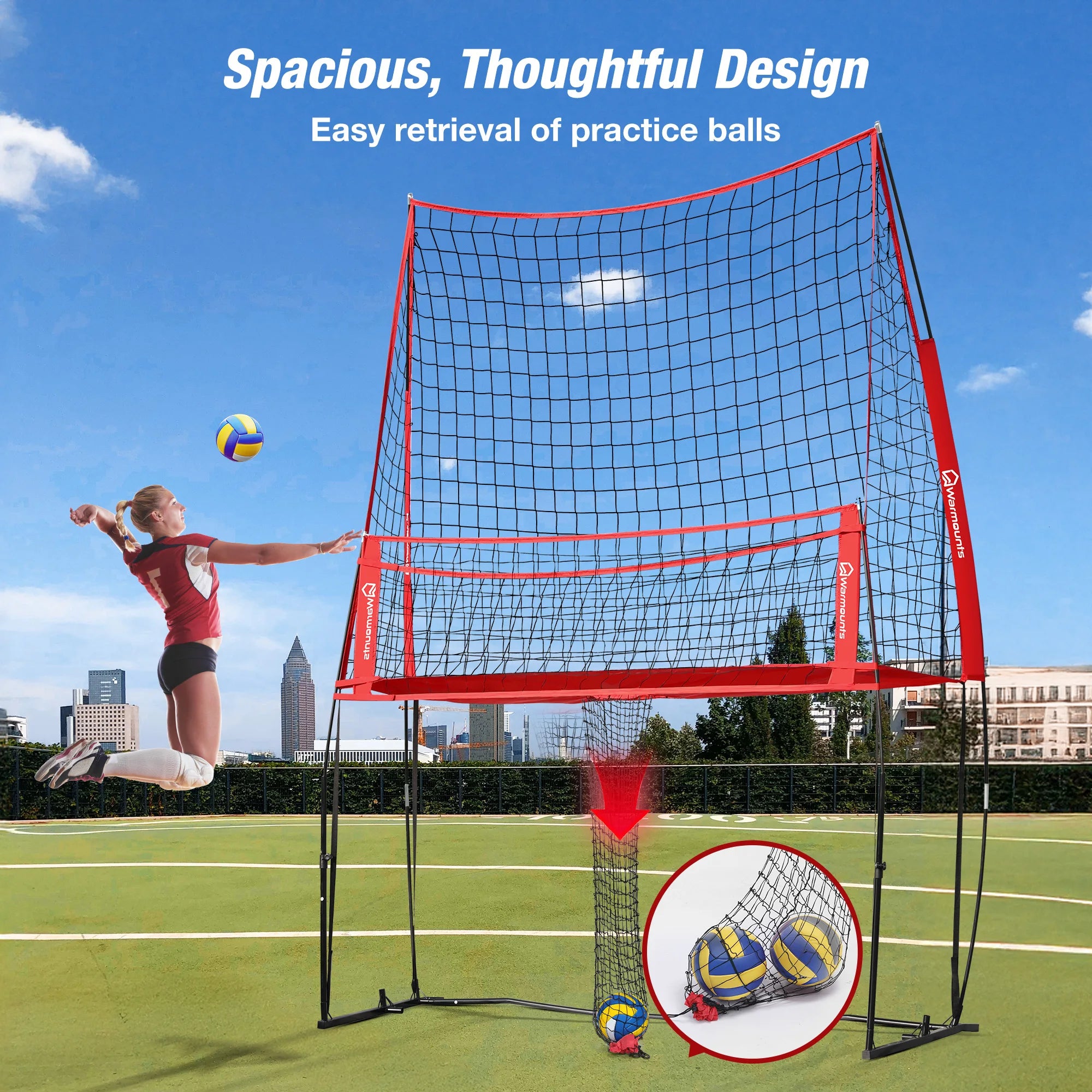 Volleyball Practice Net Station Volleyball Training Equipment, with Ball Catcher Height Adjustable Volleyball Training Net
