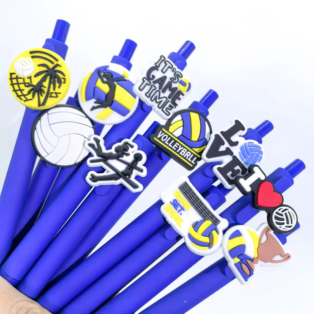 10Pcs volleyball soft patch neutral pen sports series solid color student stationery ballpoint pen style random