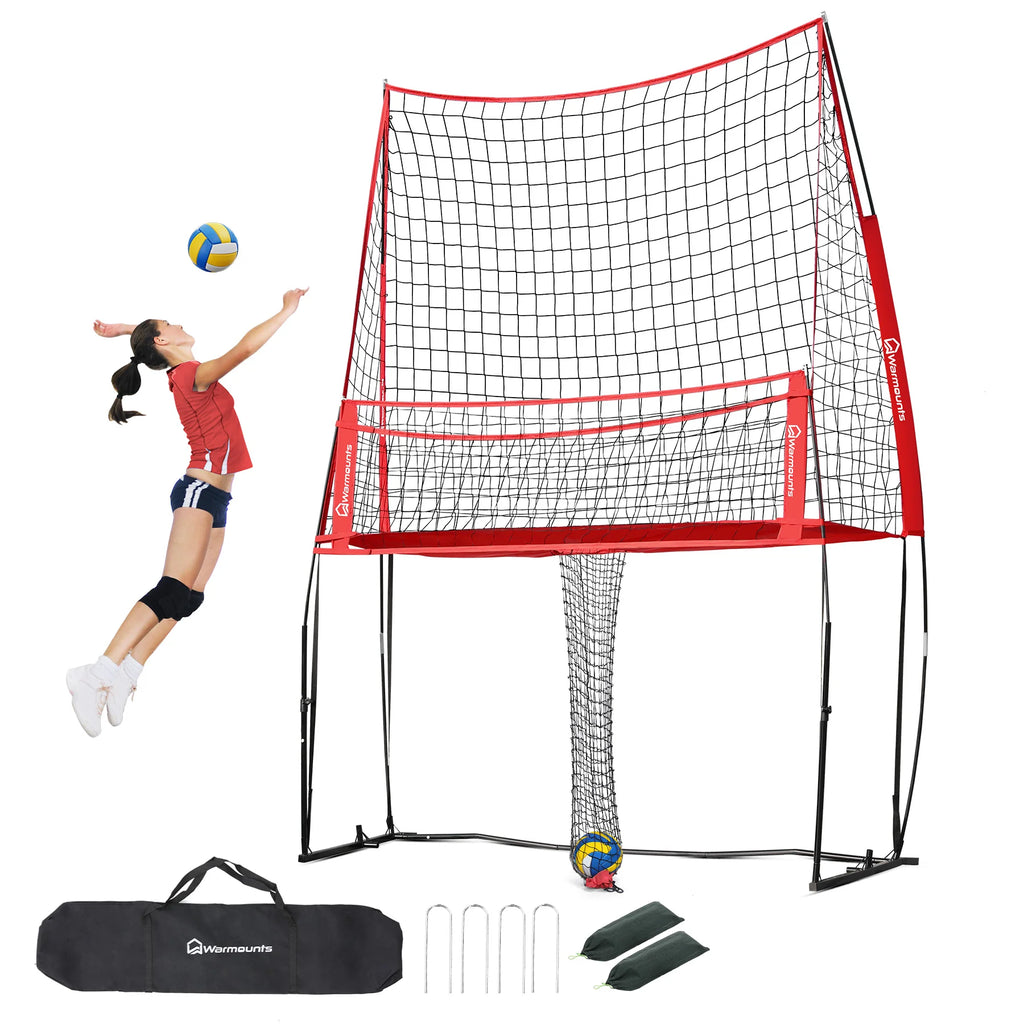 Volleyball Practice Net Station Volleyball Training Equipment, with Ball Catcher Height Adjustable Volleyball Training Net