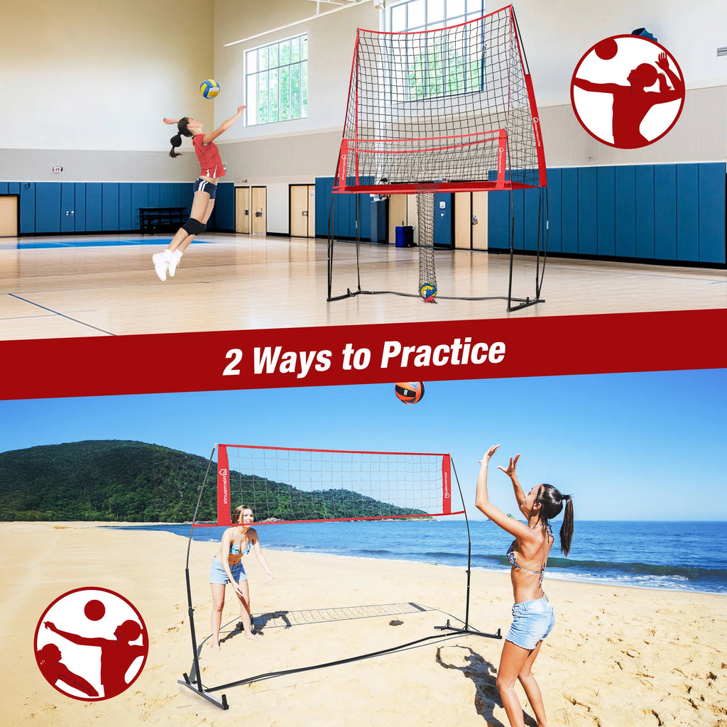 Volleyball Practice Net Station Volleyball Training Equipment, with Ball Catcher Height Adjustable Volleyball Training Net